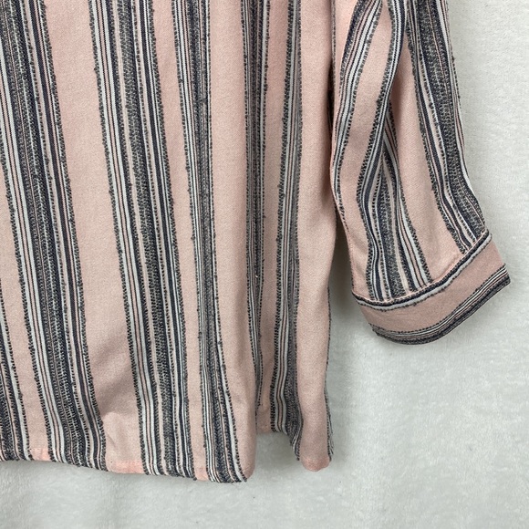Tea Rose Women’s Pink & Grey Striped Tunic Top Sz Large - Picture 6 of 12